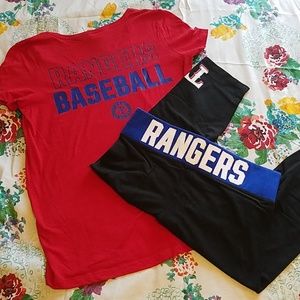 PINK VS Texas Rangers Shirt and Capri Leggings